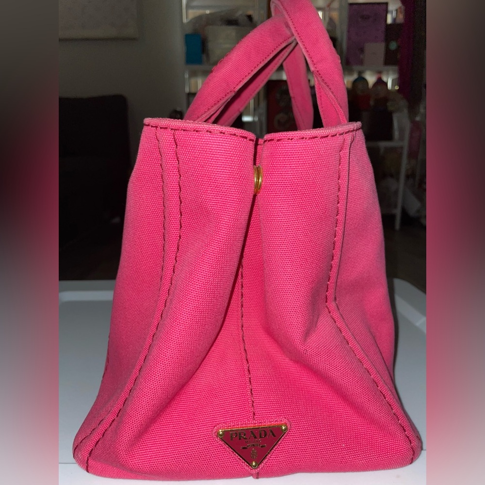 Prada Canapa classic pink denim tote bag No Detachable strap & Dustbag EUC - Picture 4 of 17